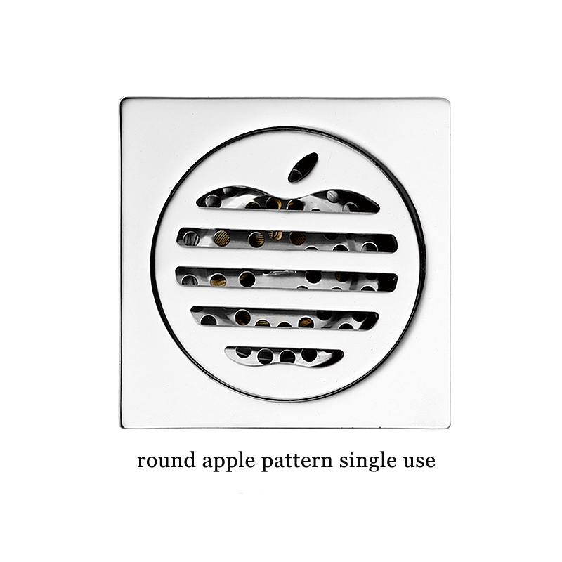 Mainit na parisukat 6mm makapal 4 Pulgada 201 Hindi kinakalawang na asero Round Apple Pattern Banyo Shower Tanso Anti amoy Floor Drain na may Bayonet —XINZHIJIA / XUNJIA
