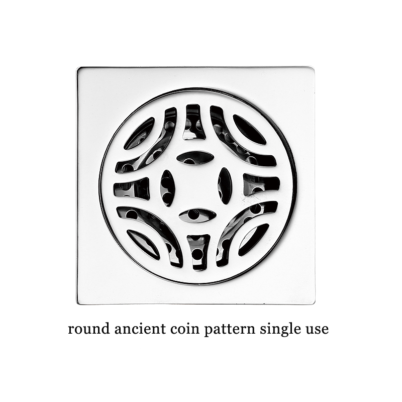 Mainit na parisukat 6mm makapal 4 Pulgada 201 Hindi kinakalawang na asero Round Apple Pattern Banyo Shower Tanso Anti amoy Floor Drain na may Bayonet —XINZHIJIA / XUNJIA