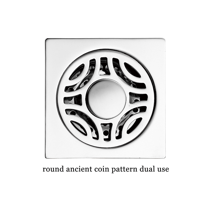Mainit na parisukat 6mm makapal 4 Pulgada 201 Hindi kinakalawang na asero Round Apple Pattern Banyo Shower Tanso Anti amoy Floor Drain na may Bayonet —XINZHIJIA / XUNJIA