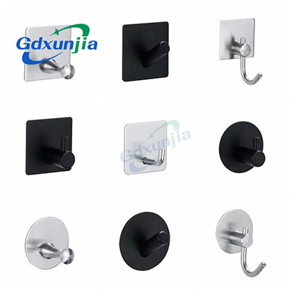 Xunjia / xinzhijia – Factory Supply 304 Stainless Steel Brushed Self-Adhesive Kitchen And Bathroom Single Towel Coat Hook
