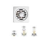 Carré 10*10cm 2mm d'épaisseur 304 Drain de sol linéaire en acier inoxydable avec noyau de joint anti-odeur en PVC
