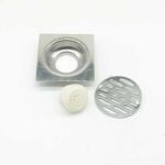 Carré 10*10cm 2mm d'épaisseur 304 Drain de sol linéaire en acier inoxydable avec noyau de joint anti-odeur en PVC