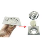 Carré 10*10cm 2mm d'épaisseur 304 Drain de sol linéaire en acier inoxydable avec noyau de joint anti-odeur en PVC