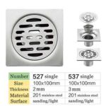方形10*10cm 2mm厚 201 不銹鋼浴室淋浴接發器過濾器地漏帶加長連接管