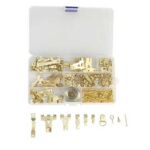 シュンジア/シンジジア – Metal Brass Plated Finger Protect Heavy Duty Picture Frame Hooks Kit for Hanging 220 Set