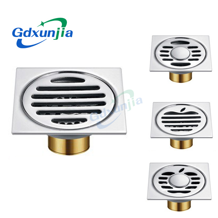 Mainit na parisukat 6mm makapal 4 Pulgada 201 Hindi kinakalawang na asero Round Apple Pattern Banyo Shower Tanso Anti amoy Floor Drain na may Bayonet —XINZHIJIA / XUNJIA