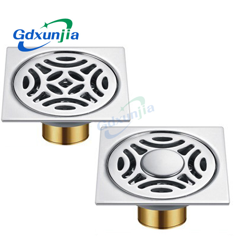 Mainit na parisukat 6mm makapal 4 Pulgada 201 Hindi kinakalawang na asero Round Apple Pattern Banyo Shower Tanso Anti amoy Floor Drain na may Bayonet —XINZHIJIA / XUNJIA